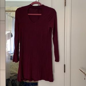 Maroon long sleeve dress.
